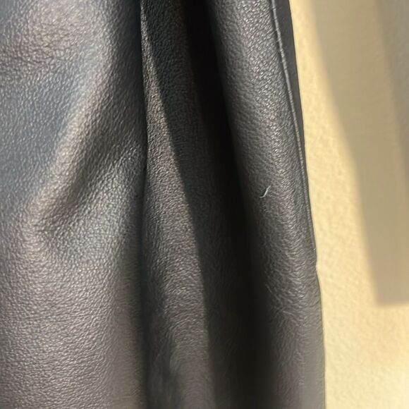 Y2K Long Leather Black Belted Jacket Rare Hoodie Trench Coat M - Picture 7 of 15